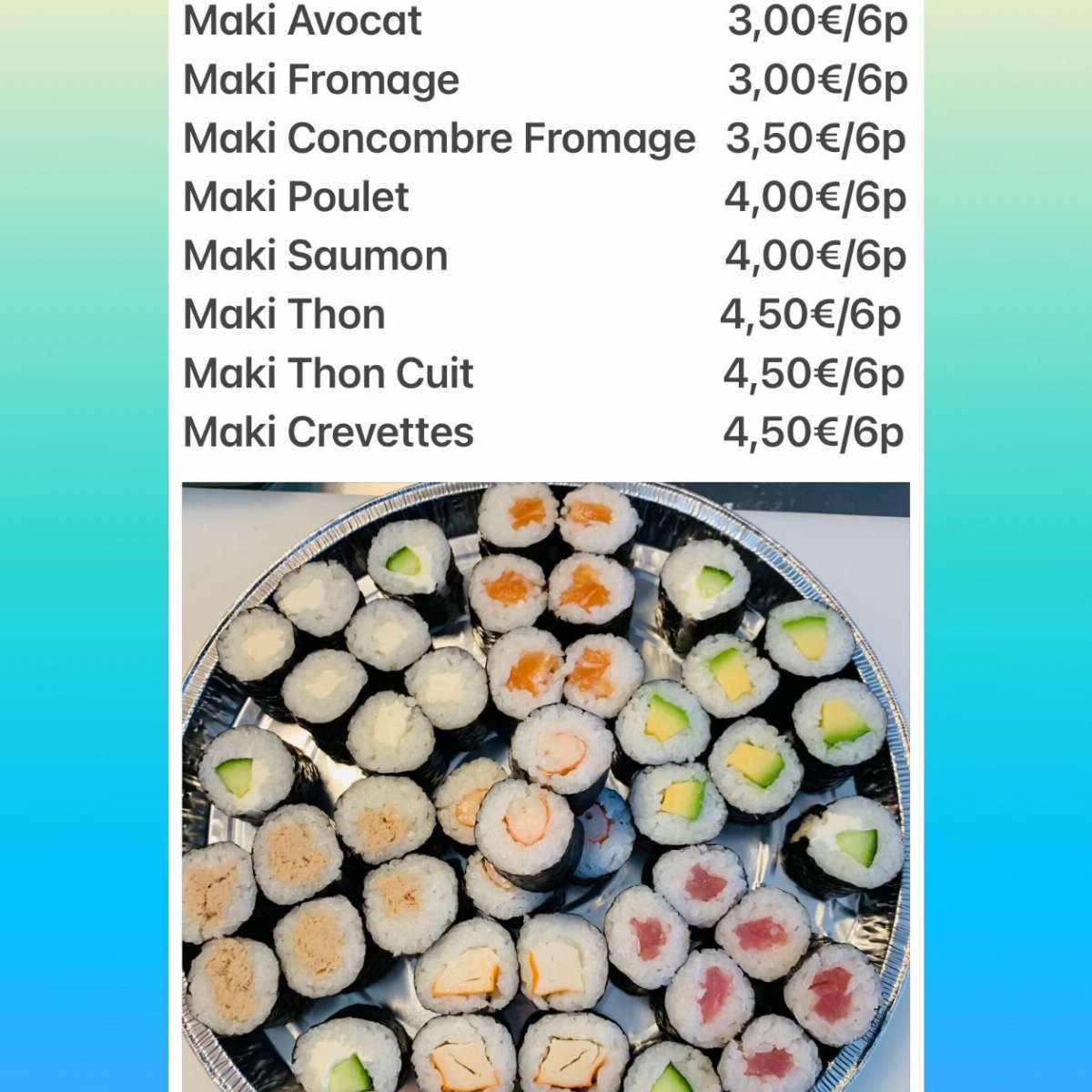 Menu tout maki